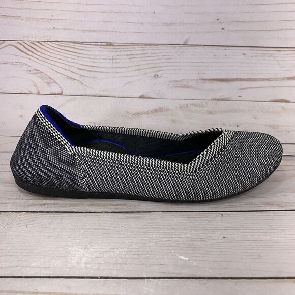 Rothy's The Flat Gray White Round Toe Womens 6.5 Herringbone Birdseye Retired - Picture 1 of 9
